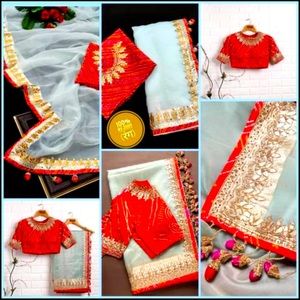 Mint green never open beautiful saree